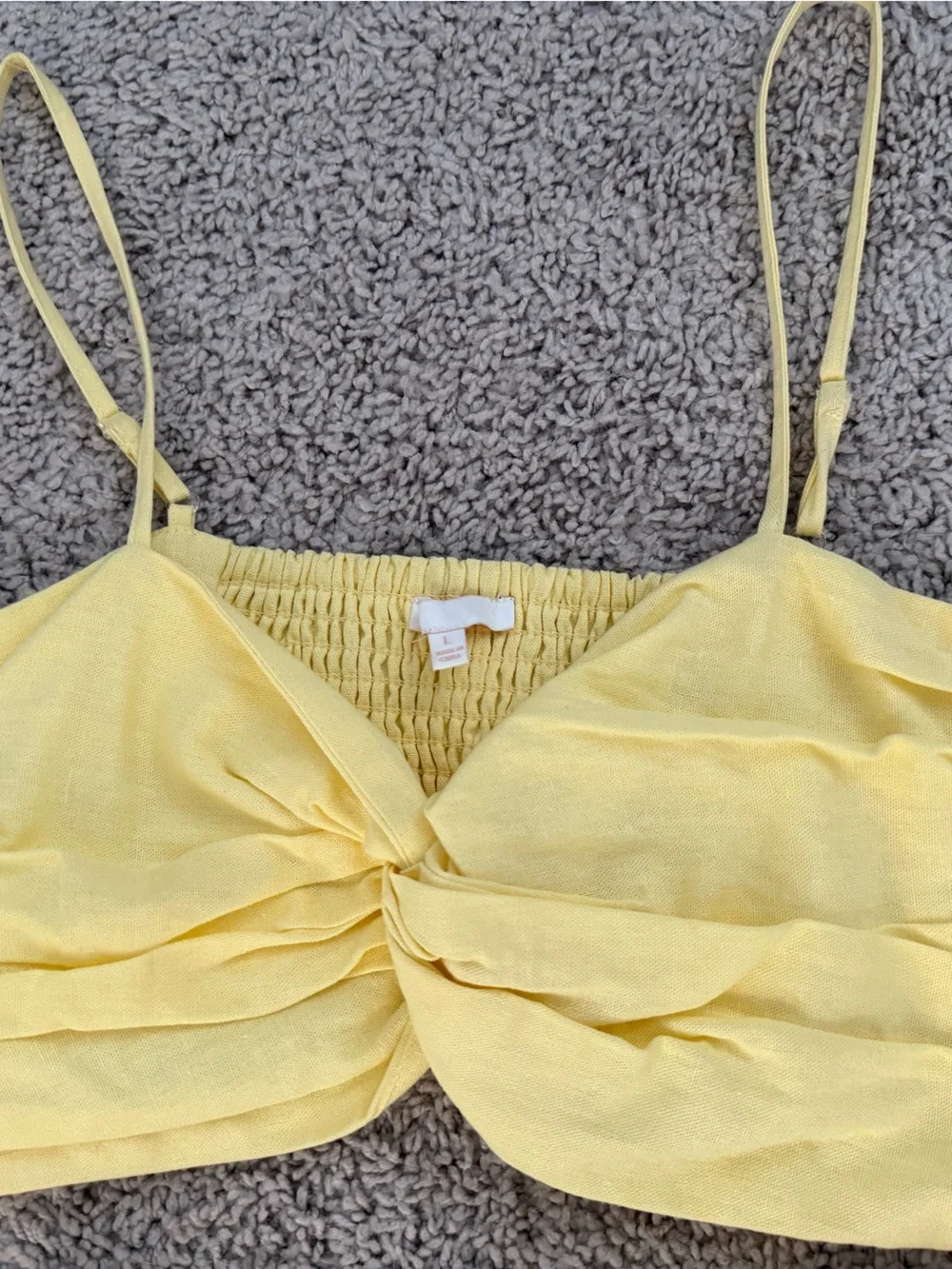 Yellow Two-Piece Set with Bandeau & Tie-Waist Shorts